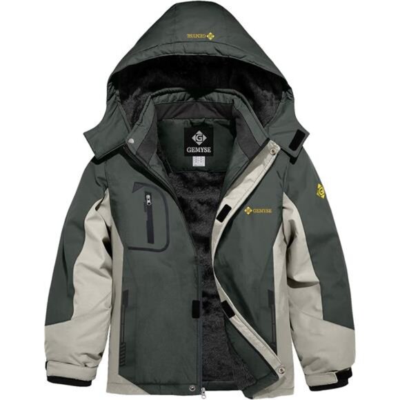 Boy's Waterproof Ski Snow Jacket Fleece Windproof Winter Jacket with Hood - Picture 1 of 7